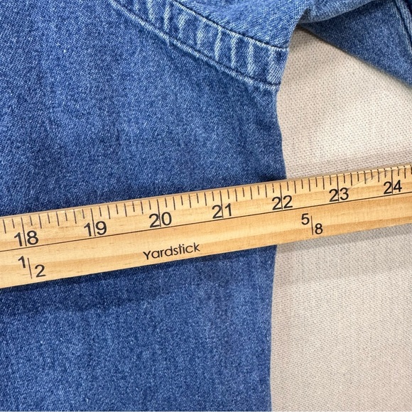 90S Vintage Ralph Lauren Cotton Denim Button Down Shirt LG Sz M Red Pony - Picture 8 of 12